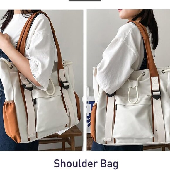 Shoulder Tote Bag Nylon Multipocket Casual for Travel Work Unisex - Picture 4 of 7